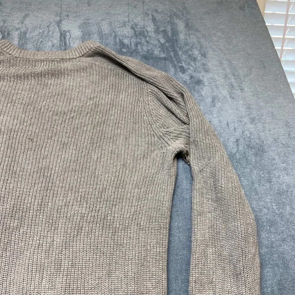 Lands' End Drifter Sweater Mens 2XL Gray Shaker Stitch Knit Cotton Raglan Sleeve